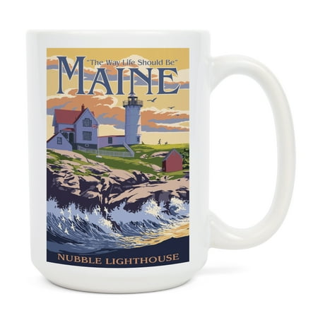 

15 fl oz Ceramic Mug York Maine Nubble Lighthouse The Way Life Should Be Dishwasher & Microwave Safe