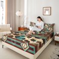 thumbnail image 4 of Castle Fairy Farmhouse Animal Cow Print 3Pcs Twin Sheet Sets for Boys Girls Teens,Abstract Aztec Twin Fitted Sheet,Southwestern Style Breathable Flat Sheet,Microfiber Bedroom Decor, 4 of 7