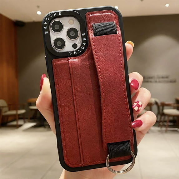 SaniMore for iPhone 14 Pro 6.1" Back Wallet Case with Card Slot & Kickstand, Premium PU Leather Case with Adjustable Wrist Strap Shockproof Protective Case for Women Men, Red