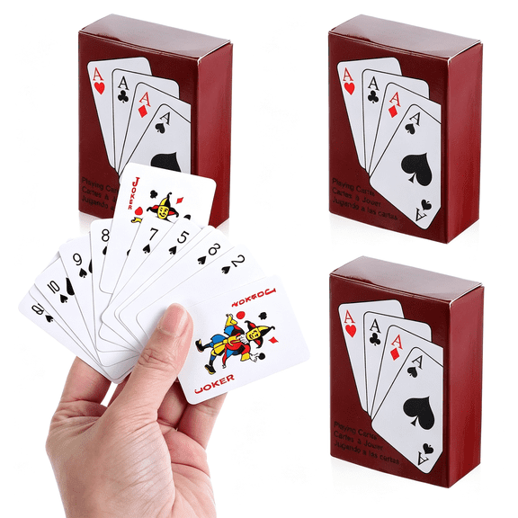 CYFW Mini Playing Cards 3 Pack Mini Deck of Cards Game 2 X 1.5 in Portable Smal Playing Card Bulk Miniature Poker Card Novelty Party Favor Traveling Festival Party Gift for Adults