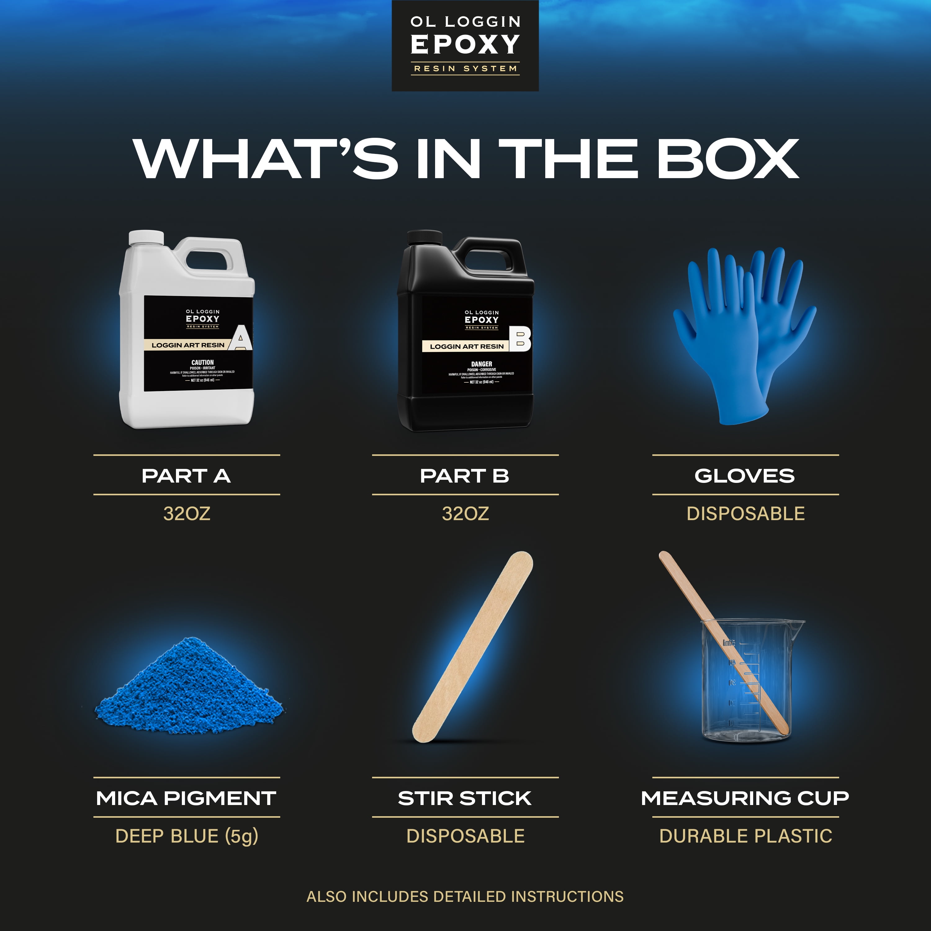 Ol Loggin Epoxy Resin Art Starter Kit, 64 oz. - VOC-Free, Food Safe