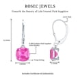 thumbnail image 4 of Rosec Jewels Cushion Cut Lab Created Pink Sapphire Solitaire Drop Earrings for Women (8 mm), 10K White Gold, 4 of 6