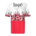 thumbnail image 3 of Fiudx Camisetas para Mujer Camiseta Plisada de Manga Corta con Cuello Estampado para Mujer, 3 of 3