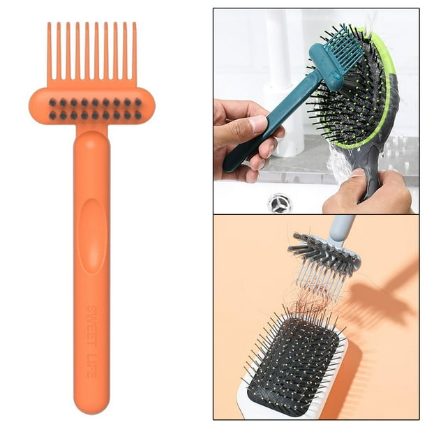 Herramienta incrustada de cepillo cabello Herramienta cabello Removedor de cepillo cabello , Naranja Yinane Limpiador de cepillos para el cabello