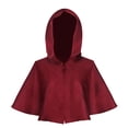 thumbnail image 2 of Rggeeun Adults Cape Solid Color Hooded Short Sleeve Cropped Open Front Smooth Lightweight for Halloween Indoor Activities Fashion Capes,Red,One Size, 2 of 4