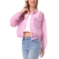 thumbnail image 4 of INSPIRE CHIC Sheer Bomber Jacket for Women's Zip Up Long Sleeve See Through Jackets XL Light Purple, 4 of 6