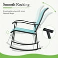 thumbnail image 2 of Walsunny 3 Pieces Rocking Bistro Patio Furniture Rocker Set with 2 Outdoor Rocking Chairs and 1 Glass Coffee Table for Porch Deck Lawn,Blue, 2 of 6