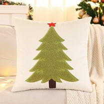 Velvet Embroidery Christmas Tree Pillow - Festive Sofa Cushion Decor for Living Room Bed Holiday Accent​(Green)