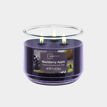 Mainstays 3-Wick Scented Glass Jar Candle, Blackberry Apple, 11.5oz.