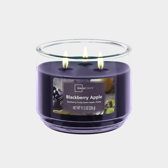 Mainstays 3-Wick Scented Glass Jar Candle, Blackberry Apple, 11.5oz.