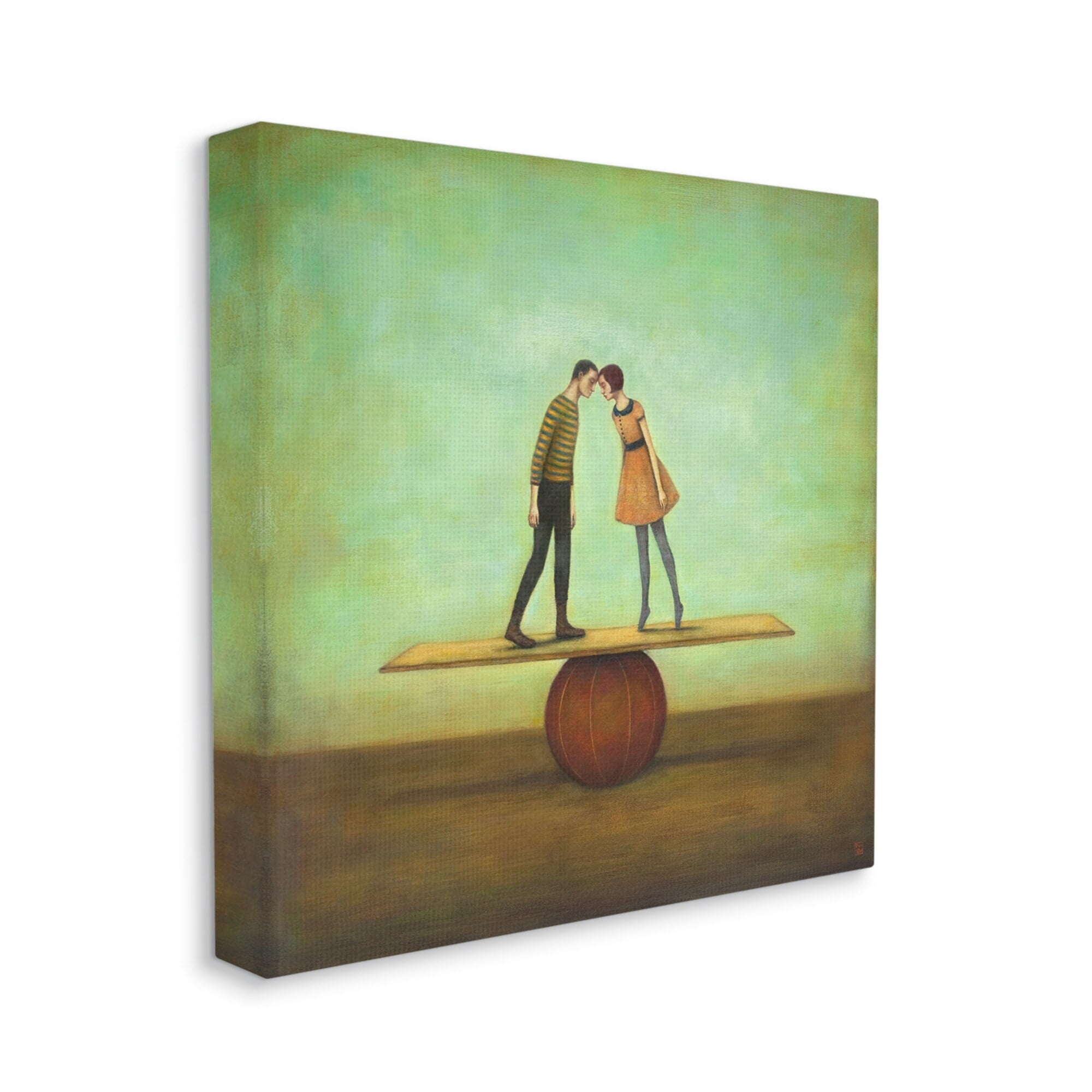 Stupell Industries Surreal People Balancing Red Ball Together Painting Canvas Wall Art, 24 x 24, Design by Duy Huynh
