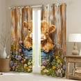 thumbnail image 2 of Feelyou Kawaii Highland Bull Black Out Curtains, Rustic Groovy Flower Curtains Pack of 2 (42x63 Each), Cartoon Rustic Animal Bedroom Curtains, Blackout Curtains Bedroom Decor, 2 of 6