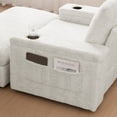 thumbnail image 5 of Aukfa 42 inch Chaise Lounge w/ 2 Cupholders, Storage Ottoman, Plush Chair Bed for Living Room, Beige, 5 of 11