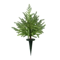 24" Outdoor Christmas Tree Frosted Urn Filler, Norfolk Pine Real Touch Artificial Topiary with Ground Stakes –Christmas Indoor Outdoor Decorations