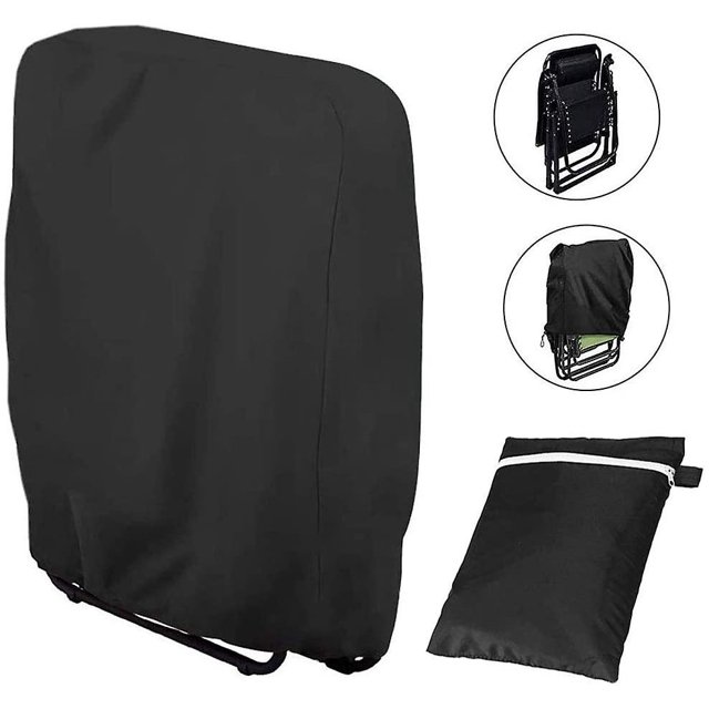 Fundas para sillas negras resistentes a los rayos ultravioleta Funda para tumbona impermeable plegable, para tumbonas de jardín, tumbonas, (71x110cm), con bolsa de transporte Oxford, Negro. Afortunado Sencillez