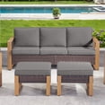 thumbnail image 3 of POCASSY 75" Wide Outdoor Sofa Outdoor Furniture Sets, All-Weather Brown Wicker Rattan Outdoor Couch with Ottomans and Cushions for Garden Backyard Poolside, Gray, 3 of 9