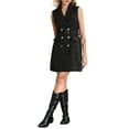 thumbnail image 2 of INSPIRE CHIC Women's Sleeveless Tweed Dress Collared Belted Button Down Work Blazer Dresses S Black, 2 of 5