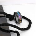 thumbnail image 4 of Azure Flat Black Ceramic Ring Brushed With Rainbow Groove 4mm, 4 of 7