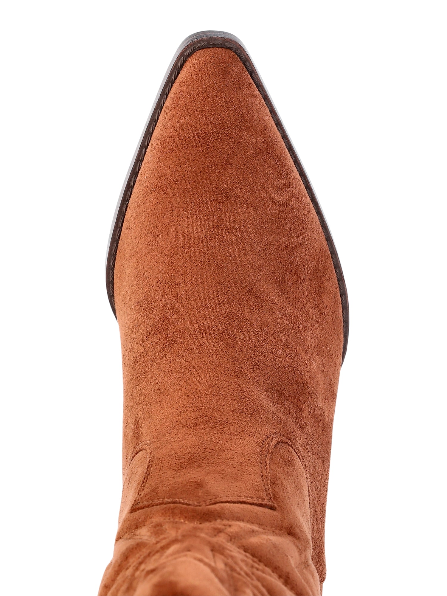 Time and Tru Women's Faux Suede Embroidered Western Boots, Wide Width Available