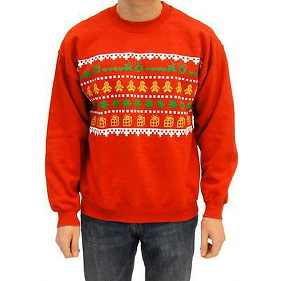 Wreath Gingerbread Marijuana Presents Adult Red Sweatshirt