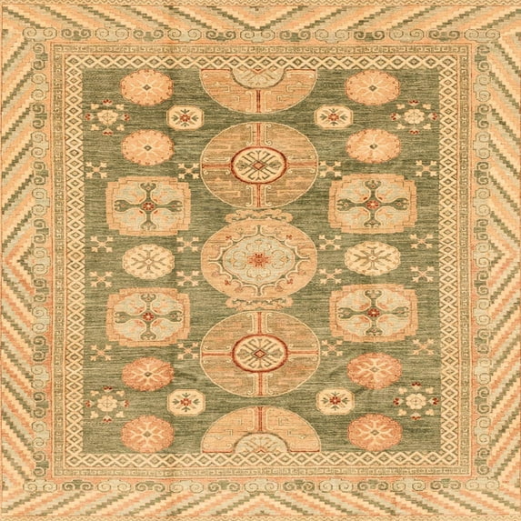 Ahgly Company Indoor Square Abstract Cinnamon Brown Oriental Area Rugs, 6' Square