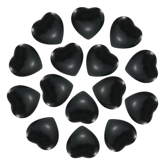 Uxcell 15 Pcs Natural Heart Shaped Crystal Stone, 0.6 Inch Mini Polished Love Gemstone Crystal, Pocket Rock Engraved Worry Stones for Women Gifts Meditation, Black