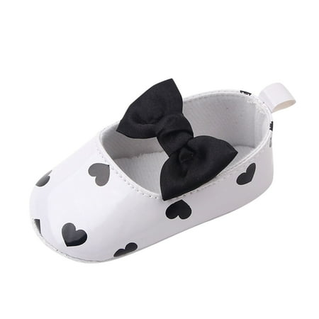 

QYZEU Bedroom Shoes for Babies Girl Casual Shoes Toddler Shoes Kids Girl Fashion Love Bow Leather Princess Shoes Soft Sole Toddler Shoes