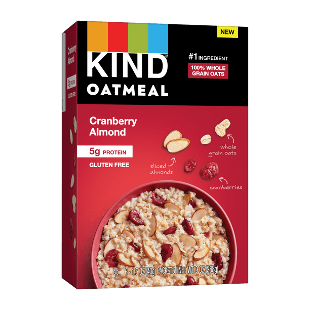 KIND Breakfast Instant Oatmeal, Cranberry Almond with Whole Grain Oats