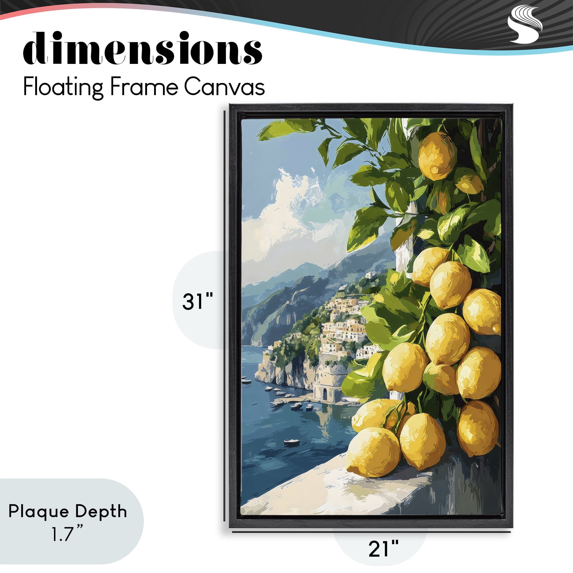 Stupell Industries Lemon Terrace Amalfi View Black Framed Floater Canvas Wall Art, design by Creative Studio
