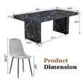 thumbnail image 4 of 7 Piece Modern Dining Table Set, 79" Luxurious Marble Pattern Dining Table with 6 Padded Dining Chairs and Curved Backrest for Kitchen, Light Gray, 4 of 8