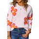 thumbnail image 2 of Suéteres Florales para Mujer, con Rayas de Colores Contrastantes, Cuello Redondo, Larga, Jerseys de Punto Holgados M, 2 of 10