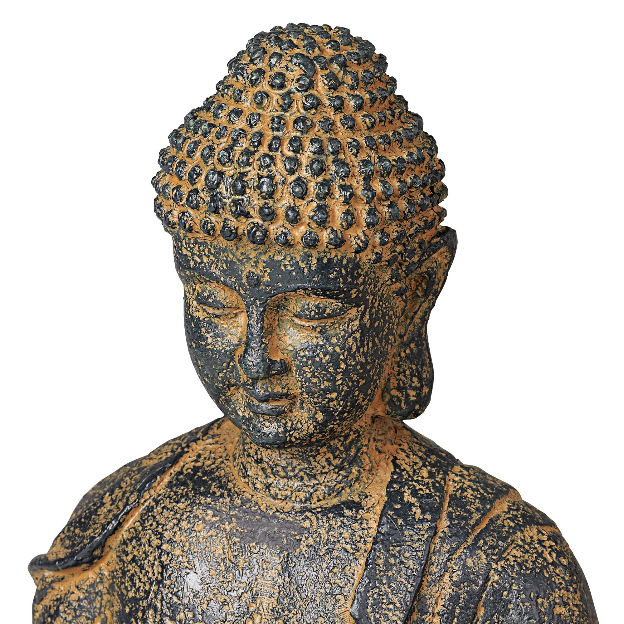 Sitting Buddha 21" High Large Zen Asian Indoor Outdoor Decor Faux Stone Floor Fountain with Light LED Waterfall