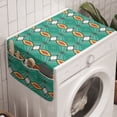 thumbnail image 1 of Abstract Washing Machine Organizer, Oriental Damask Motif Vintage Ornament, Anti-slip Fabric Top Cover for Washer and Dryer, Dark Seafoam Mustard, by Ambesonne, 1 of 1