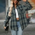 thumbnail image 4 of TTUHYWXI Flannel Shirt Women Plaid Shirts Button Down Long Sleeve Oversized Cotton Fitted Boyfriend Casual Blouse Tops (Dark Green, XXL), 4 of 7