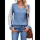 thumbnail image 2 of Camisas de Larga para Mujer, Blusas Informales de Negocios con Cuello en V, Camisetas de Moda para Otoño 2025. Ropa. Azul XL, 2 of 10