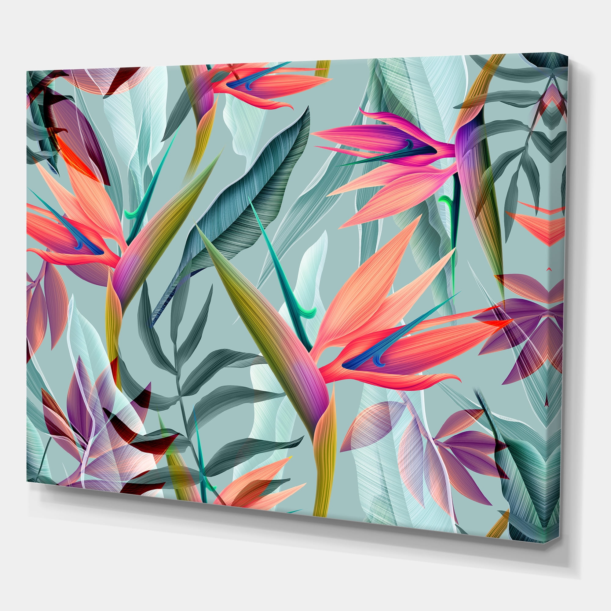 Designart ' VIntage Tropical Flowers V ' Traditional Canvas Wall Art Print