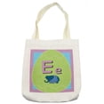 thumbnail image 1 of Elephant Tote Bag, Little Cartoon Style Animal Illustration and Letter E in a Huge Egg, Cloth Linen Reusable Bag for Shopping Books Beach and More, 16.5" X 14", Cream, by Ambesonne, 1 of 2