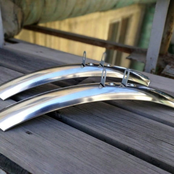 1 Set Retro Road Bicycle Front & Rear Fenders, Stainless Steel Mud Guard Wing, Fits 700C 23C 25C Tires, Bike Mudguard Replacement Parts
