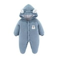 thumbnail image 2 of Ccpelsie Baby Baby Bear Onesie Thin Fleece Footie Romper Snowsuit Hooded Jumpsuit Bodysuit Winter Outwear Boy Girl(Blue,0-3 Months), 2 of 6