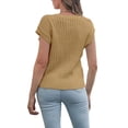 thumbnail image 4 of TRKIYQC Tops de punto de manga corta para mujer con color sólido, ajuste holgado con cuello en V estilo casual ropa de primavera TRKIYQC moda, 4 of 5