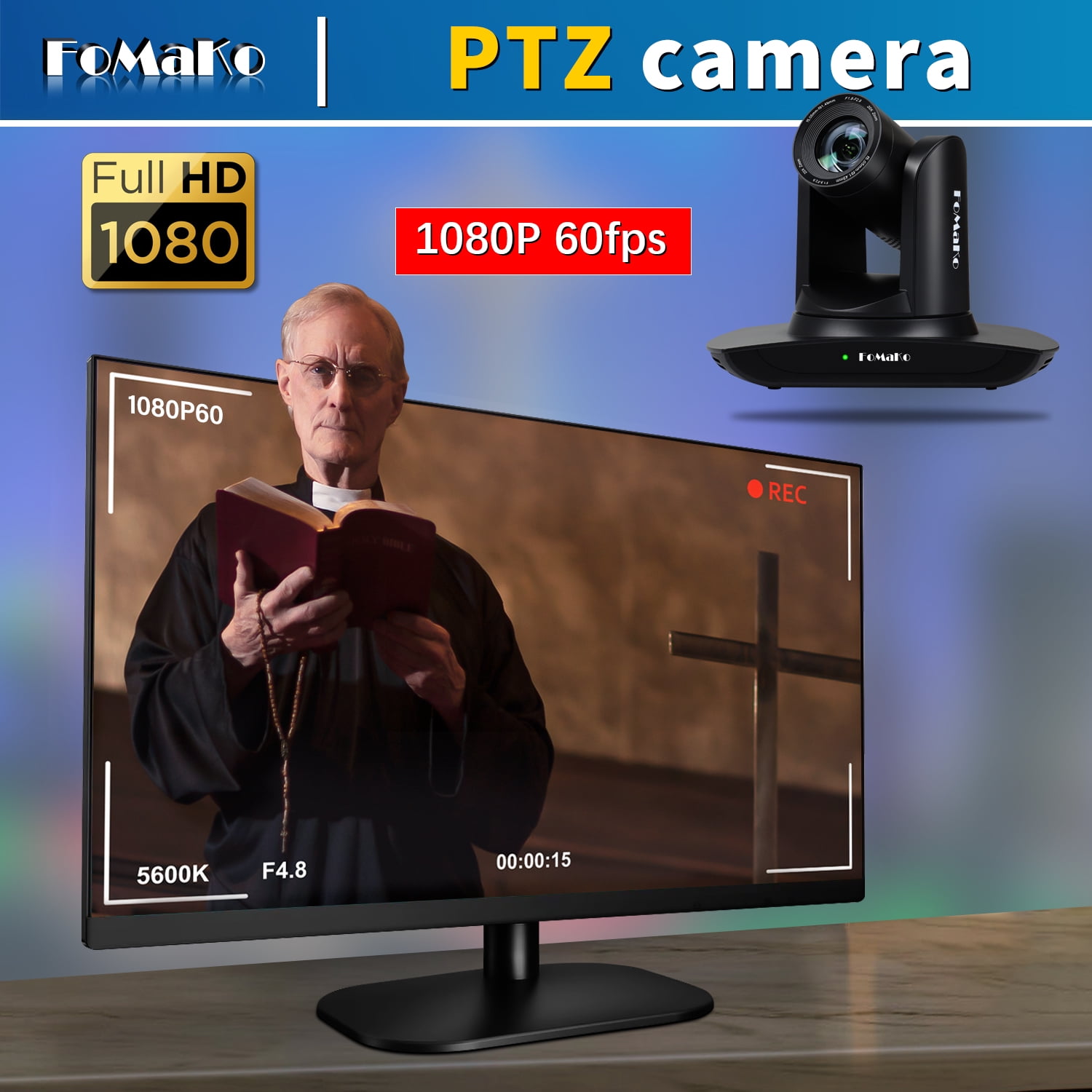 FoMaKo 20X AI Auto Tracking 1080P Camera Bundle(FMK12UH Pro(20x)-B x4+KC601+KC608 Pro)