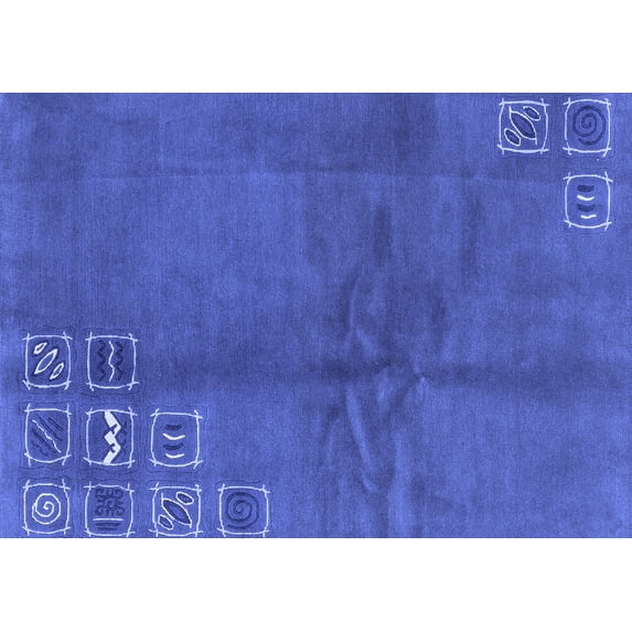 Ahgly Company Machine Washable Indoor Rectangle Abstract Blue Modern Area Rugs, 5' x 7'