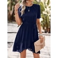 thumbnail image 3 of Gvmfive Women Short Sleeve Ruffled Asymmetrical Swing Dress, 3 of 4