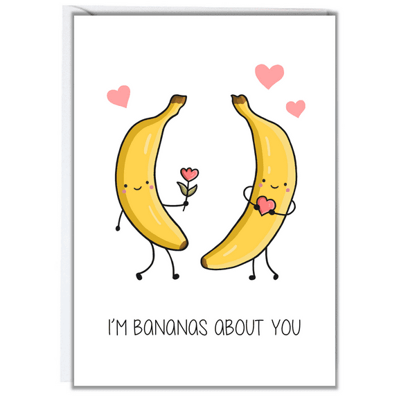 Cute Banana Love Card – "I'm Bananas About You" Greeting Card with Adorable Banana Characters – Perfect for Valentine's Day, Anniversaries, or Any Romantic Occasion