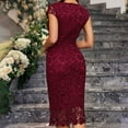 thumbnail image 5 of Sakmal Curvy Casual Dresses for Women Sheath Bodycon Red Long Dress Lace Sexy Dresses for Women, 5 of 7