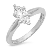 1.5 ct Marquise Cut Genuine Cultured Diamond VS1-VS2 J-K 14K White Gold Solitaire Promise Wedding Statement Engagement Designer Ring size 5.5