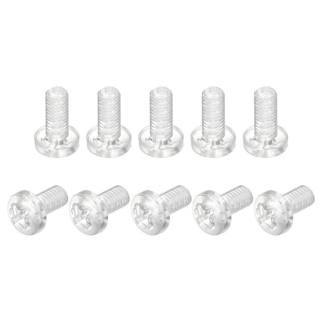 Unique Bargains M6x12mm Plastic Phillips Bolts PC Pan Head Machine Screws Transparent 20 Pack