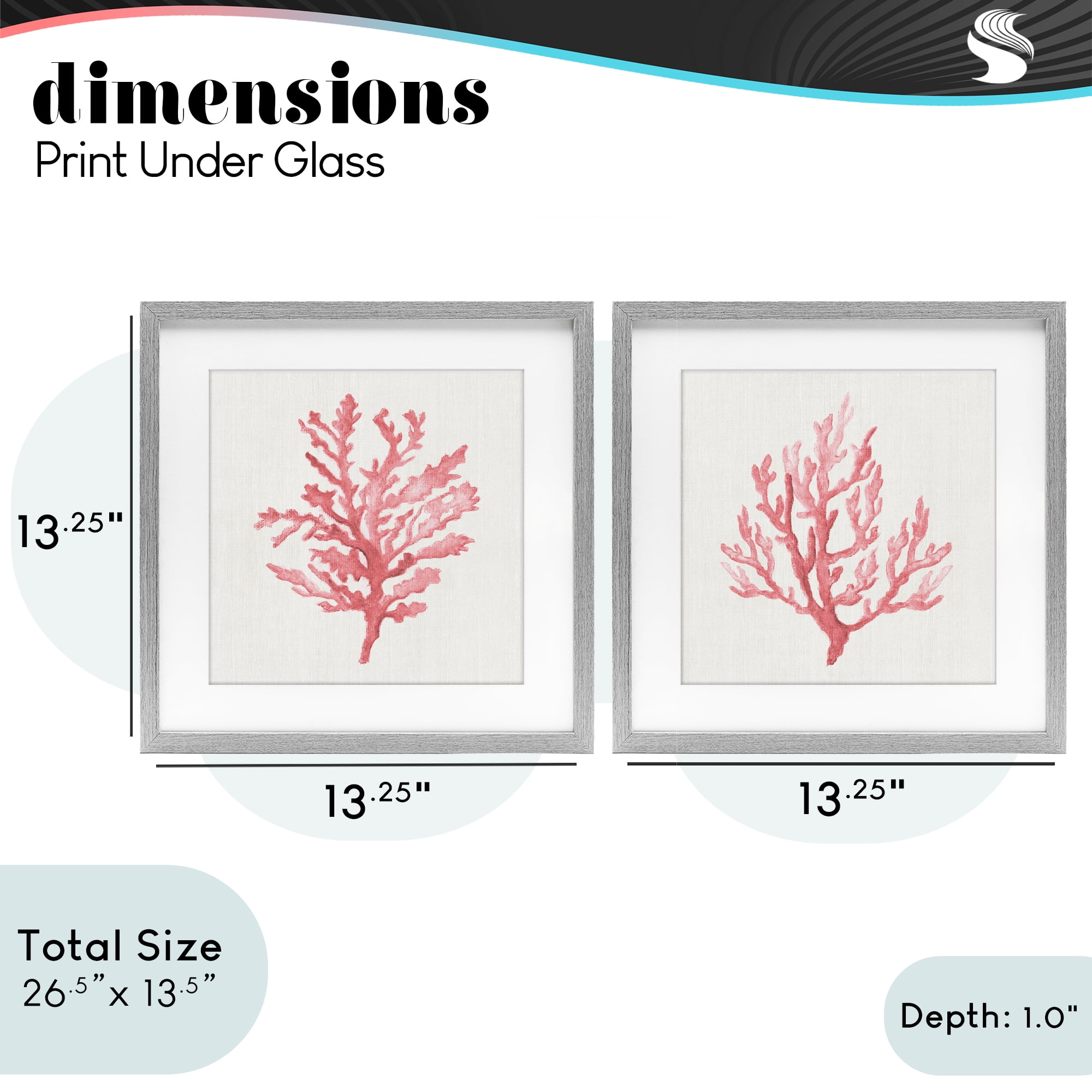 Stupell Industries Rosy Pink Coral Branches 2 Piece Gray Framed Print Under Glass Set, design by Janet Tava
