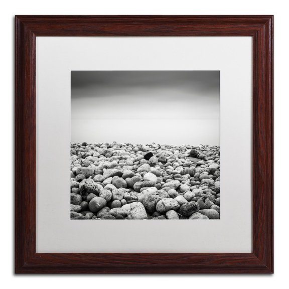 Trademark Fine Art "Pebble Beach" Canvas Art by Dave MacVicar, White Matte, Wood Frame