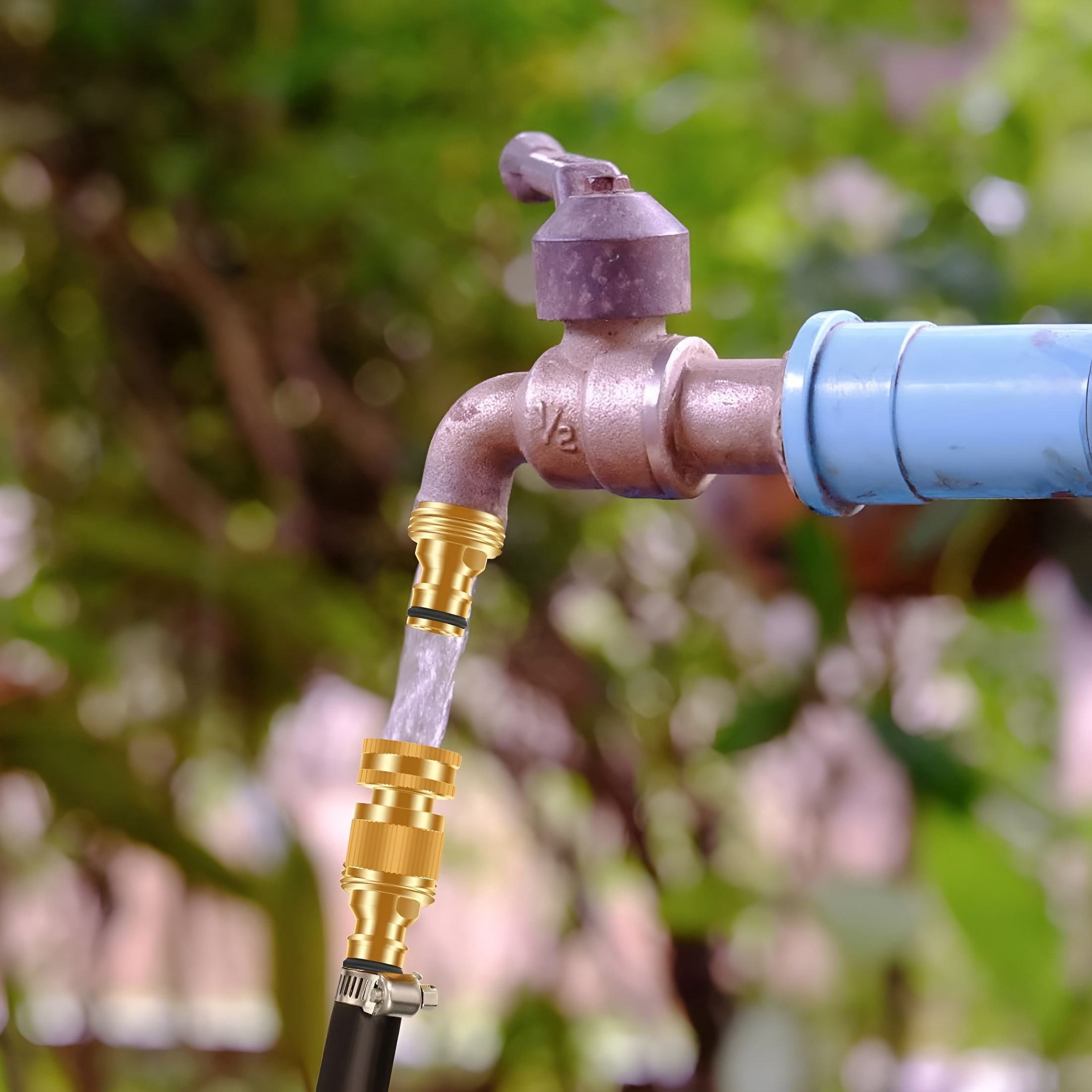 ZHZFKQ Garden Hose Quick Connector, No-Leak 3/4 Inch GHT Thread Fitting Water Hose Female Adapter and Male Adapter, Heavy-Duty Rust Resistant Brass Water Pipe Connect, Easy to Use (6 Pack ）
